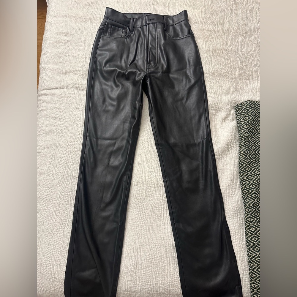 7 For All Mankind Black Leather Pants